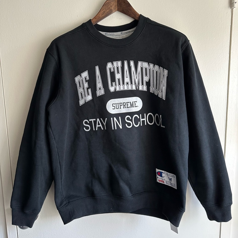 Supreme x Champion Stay in School Crewneck